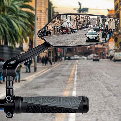 Espejos laterales ajustables Espejo retrovisor - Bicicleta eléctrica Espejo retrovisor Retrovisor de 360 ​​grados Retrovisor rotativo espejo Bicicleta de montaña Bike de gran angular Retrovisor Espejo