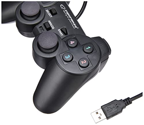 Esperanza EG102 WARRIOR - Gamepad de Vibración para Computadoras, color Negro