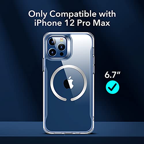 ESR Funda Compatible con iPhone 12 Pro MAX 6.7”, Magnética Carcasa Compatible con MagSafe y Carga inalámbrica, Funda HD Claro Híbrido, Anti-arañazos, Antideslizante, Transparente