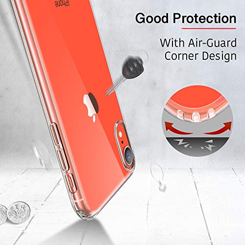 ESR Funda Compatible con iPhone XR, Anti-Amarillo, Antiarañazos, Carcasa Antigolpes con TPU Suave Silicona Air Cushion, Compatible con Carga Inalámbrica, Transparente