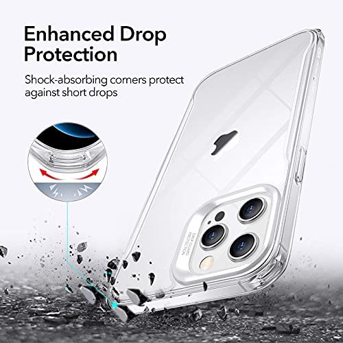 ESR Funda Híbrida Compatible con iPhone 12/12 Pro 6.1'' con 2 Protector de Pantalla, Anti-Amarillea y Anti- Arañazos, Carcasa Silicona, Transparente