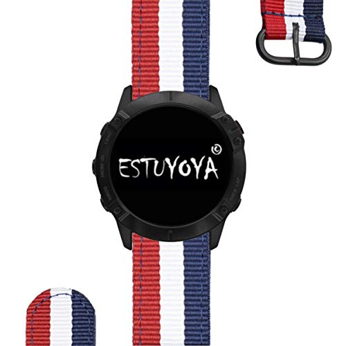 ESTUYOYA - Pulsera de Nailon Compatible con Garmin Fenix 6X/Fenix 6X Pro/Fenix 5X/Fenix 5X Plus/Fenix 3/Fenix 3 HR Colores Bandera de Francia, 26mm Transpirable Cierre de Seguridad, Easy Fit