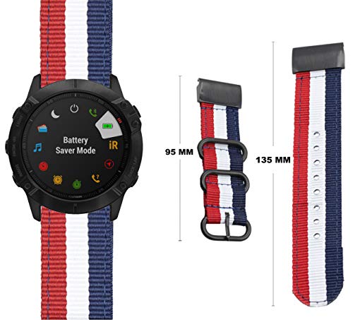 ESTUYOYA - Pulsera de Nailon Compatible con Garmin Fenix 6X/Fenix 6X Pro/Fenix 5X/Fenix 5X Plus/Fenix 3/Fenix 3 HR Colores Bandera de Francia, 26mm Transpirable Cierre de Seguridad, Easy Fit