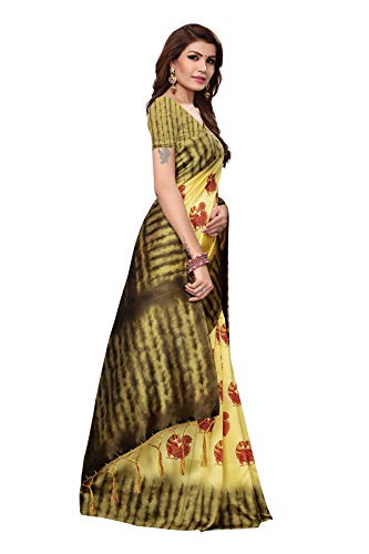 ETHNICMODE Women's Art Silk Fabrics Multi-Colored Printed Sari with Blouse Piece (Fabric) NAGMAA Lemon