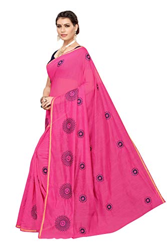 ETHNICMODE Women's CHANDHERI Cotton Fabrics Multi-Colored Printed Sari with Blouse Piece (Fabric) Interpol Rani