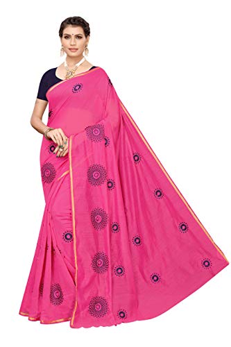 ETHNICMODE Women's CHANDHERI Cotton Fabrics Multi-Colored Printed Sari with Blouse Piece (Fabric) Interpol Rani