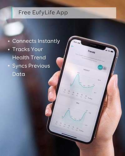eufy Báscula Smart Scale P1 Bluetooth, gran pantalla LED, capacidad de 180KG, 14 mediciones, peso/grasa corporal/IMC/análisis de composición corporal, encendido/apagado/ajuste a cero auto, lb/kg