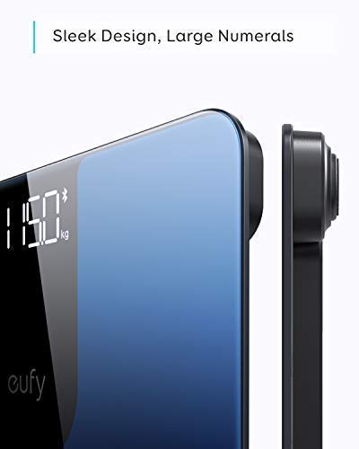 eufy Báscula Smart Scale P1 Bluetooth, gran pantalla LED, capacidad de 180KG, 14 mediciones, peso/grasa corporal/IMC/análisis de composición corporal, encendido/apagado/ajuste a cero auto, lb/kg