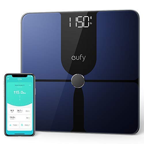 eufy Báscula Smart Scale P1 Bluetooth, gran pantalla LED, capacidad de 180KG, 14 mediciones, peso/grasa corporal/IMC/análisis de composición corporal, encendido/apagado/ajuste a cero auto, lb/kg