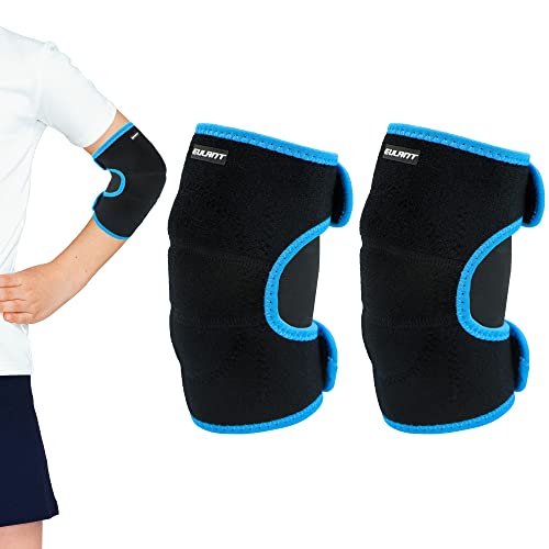 EULANT Acolchada Coderas para Niños, Ajustable Protector Codo para Baile Fútbol Voleibol Baloncesto Ciclismo Patinetes Skateboarding, Negro/Azul S