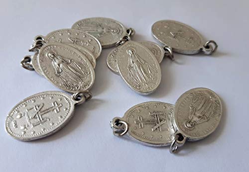 Eurofusioni Medalla Milagrosa Regina Sine Labe Originali Concepta - H 2,2 cm - 10 medallas chapeada Plata