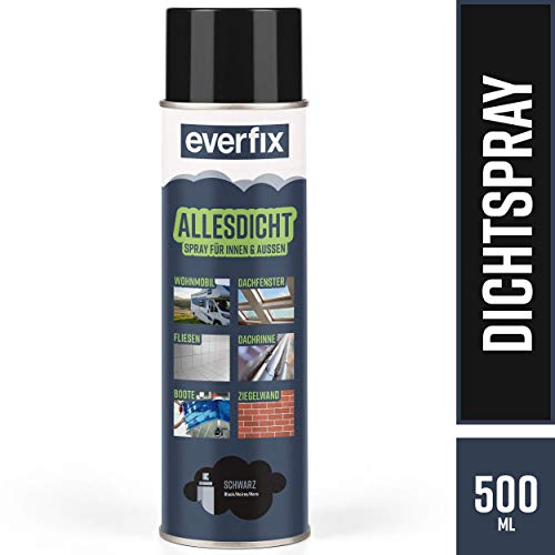 Everfix Spray Impermeabilizante y Sellante Multiusos – Líquido Sintético para Sellado e Impermeabilización – 500 ml, Negro