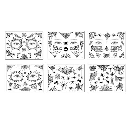 EXCEART 6 Set Spider Web Tattoo Stickers Face Body Tattoo Paste Fake Face Tatuaje Temporal Calcomanía Facial Halloween Spider Web Sticker para Mascarada Suministros de Fiesta de Halloween