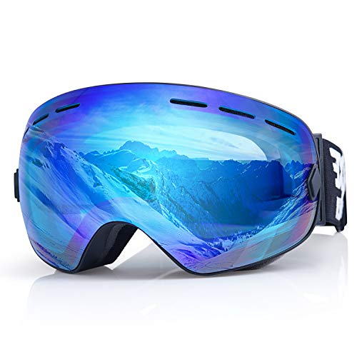 EXP VISION Gafas de esquí de snowboard para hombres, mujeres y jóvenes, gafas de esquí de snowboard con anti niebla y protección UV400, lentes duales, gafas de nieve (azul)