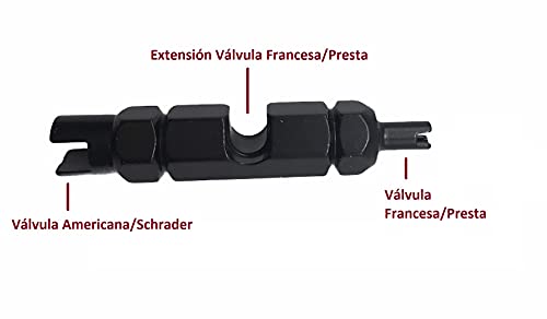 Extractor de válvulas Bicicleta-Herramienta Quitar núcleo válvula neumático-Desmontar Presta Schrader-Llave obus válvula Presta-Color Negro