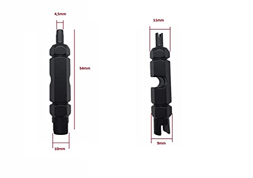 Extractor de válvulas Bicicleta-Herramienta Quitar núcleo válvula neumático-Desmontar Presta Schrader-Llave obus válvula Presta-Color Negro