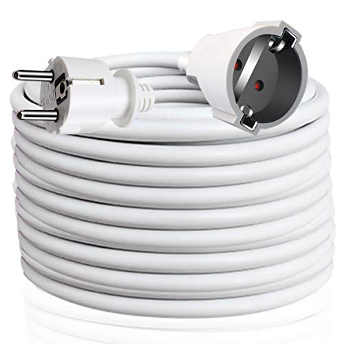 EXTRASTAR Cable Extensible con PROTECCIÓN, Cable Extensible electrico 10 Metros 230V / 16A / máx. 3680W Blanco