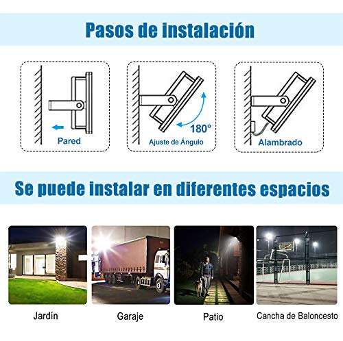 Extrastar Focos LED exterior 50W Potente Luces Led Exterior IP65, Luz Blanca frio 6500K [Clase de eficiencia energética A+]2 Unidades