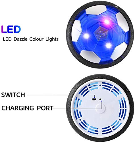 EXTSUD Balón Fútbol Flotante, Pelota de Air Fútbol con Protectores de Espuma Suave y Luces LED, Juguete Deportivo para Niños de 3-12 Años
