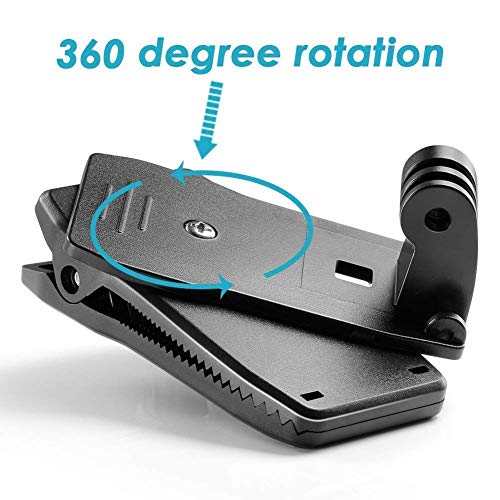 Eyeon 360 Grado Rotatorio Mochila Clip Grip Arm Soporte Rápido Pinza de Montaje para GoPro Hero 2018 7 6 5 4 / Session, Xiaomi YI, SJCAM, AKASO, Campark, Apeman, Crosstour, Victure Action Camera