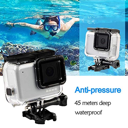 Eyeon Carcasa Impermeable Buceo Estuche Protectora Carcasa Agua para la Cámara de Acción GoPro Hero 7 Silver y Hero 7 White Fotografía y Vídeo Subacuático