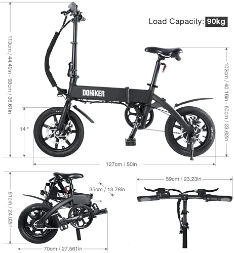 Fafrees Bicicleta Eléctrica, Bicicleta Eléctrica de 14 Pulgadas 250W 10Ah 36V 25km / h Batería Extraíble de Iones de Litio, Bicicleta Eléctrica Plegable Unisex