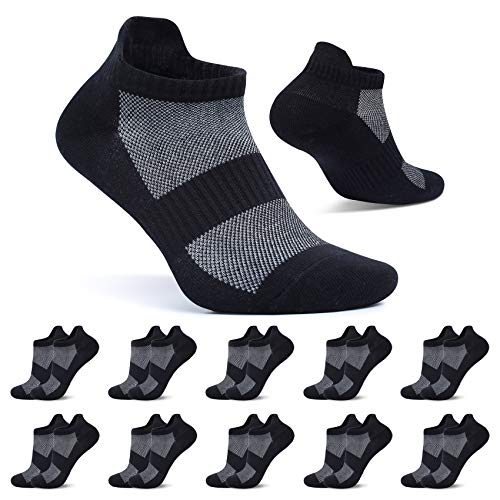 FALARY Calcetines Hombre Cortos Negro 43-46 Calcetin Tobilleros Mujer 10 Pares Deportivos Algodon Transpirables