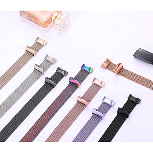 Faliogo Correa de Repuesto Compatible con Fitbit Charge 3 Correa/Fitbit Charge 4 Correa, Pulsera Ajustable de Metal de Acero Inoxidable para Charge 4, Pequeños Plata