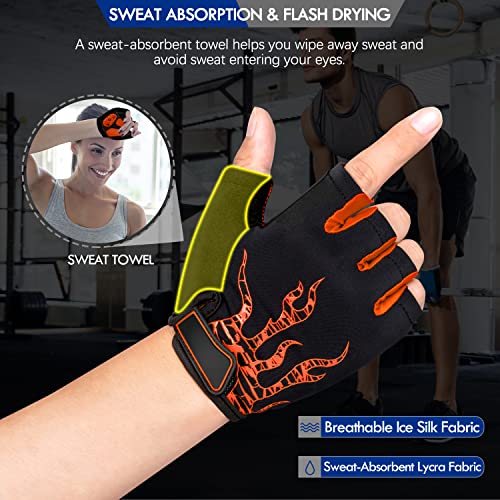 Faneam Antideslizante Guantes de Ciclismo Verano Medio Dedo Guantes de Bicicleta Montaña para Hombre Mujer, Transpirable Guantes Cortos MTB Gel Guantes Cortos Deportivos Moto, Unisexo