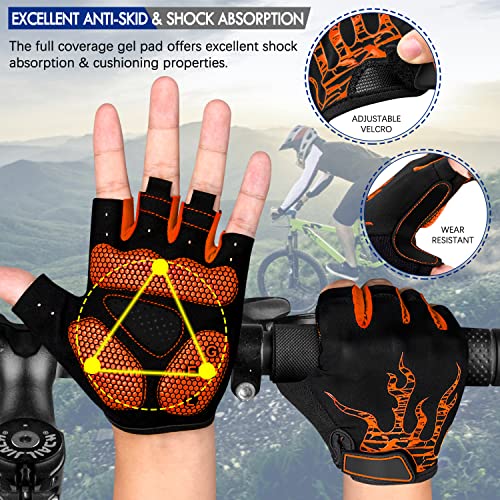 Faneam Antideslizante Guantes de Ciclismo Verano Medio Dedo Guantes de Bicicleta Montaña para Hombre Mujer, Transpirable Guantes Cortos MTB Gel Guantes Cortos Deportivos Moto, Unisexo