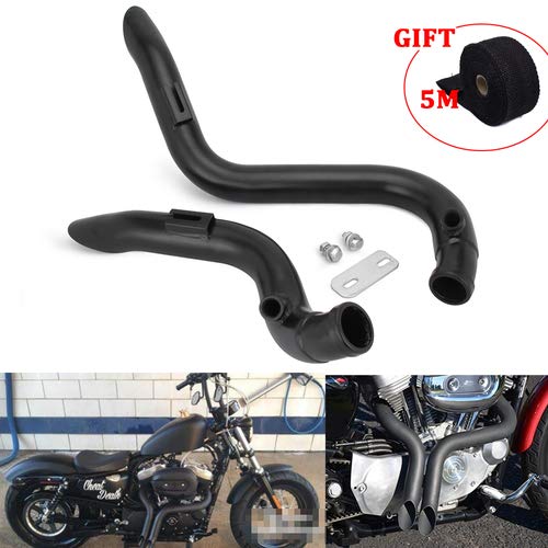 Fast Pro Tubo de escape de motocicleta Touring Sportster + soporte de suspensión + atadura anticalor para modelos Softail CONTROLES DELANTERO SOLO Dyna FXD FXDWG Touring Sportster Negro