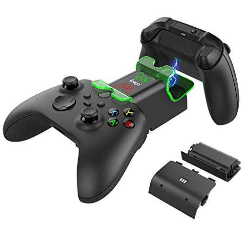 FASTSNAIL - Estación de carga compatible con mando Xbox Series X/S, cargador LED para Xbox Series X/S con 2 baterías recargables 1400 mAh y 2 tapas de batería