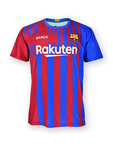 FC. Barcelona Conjunto Camiseta y pantalón Replica 1ª EQ Temporada 2021/22 - Producto con Licencia - Dorsal 10 ANSU FATI - 100% Poliéster - Talla niño 12 años