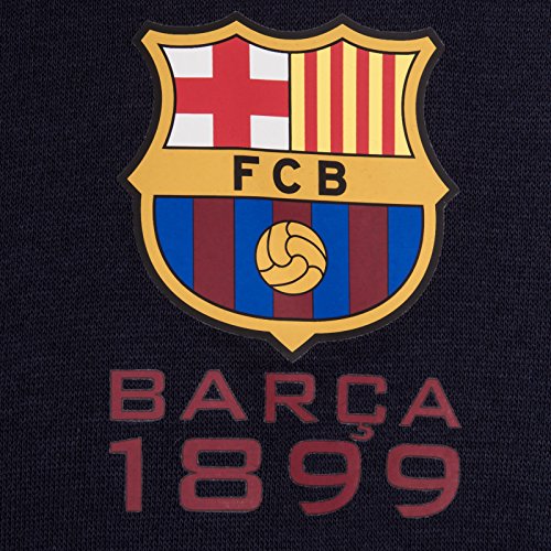 FC Barcelona - Sudadera oficial con capucha y cierre de cremallera - Para niño - Forro polar - 8-9 años