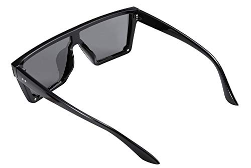 FEISEDY Gafas de Sol Hombre Cuadradas de Lente Siamés de Moda UV400 Gafas de Sol Grandes con Tapa Plana para Hombre y Mujer B2470