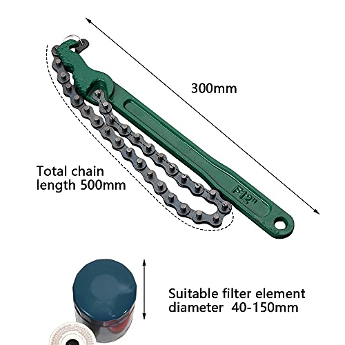 FEMONGY llave filtro aceite, 1 articulo llave de correa, llave filtro aceite coche, Material de acero al carbono, resistente y duradero, fácil de usar, adecuado para automóviles (12 pulgadas, Cadena)