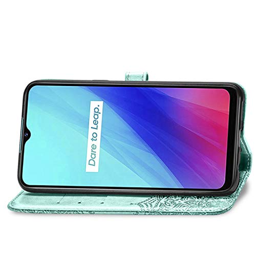 Fertuo Funda para Realme 6i / Realme 5 / 5i / Realme C3, Carcasa Libro con Tapa de Cuero Piel con Ranuras de Tarjeta, Cierre Magnético [Mandala] Wallet Case Flip Cover para OPPO Realme 6i, Verde