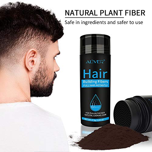 Fibras capilares, espray profesional en polvo para fibras capilares para disfrazar y cubrir el cabello debilitado o las manchas de calvicie con fibras capilares de queratina natural (Black)