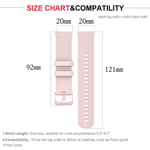 Ficocean Correa de Reloj Compatible con Polar Ignite /Polar Unite, Universal 20mm Correa de Silicona Pulsera de Repuesto Banda de Deportes Fitness (Rosa)