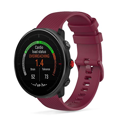 Ficocean Correa de Reloj Compatible con Polar Vantage M /Polar Grit X, Universal 22mm Correa de Silicona Pulsera de Repuesto Banda de Deportes Fitness (Rojo Vino)