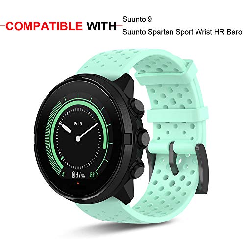 Ficocean Correa de Reloj Compatible para Suunto 9, Pulsera de Silicona Brazalete de Repuesto Banda de Deportes Correa de Muñeca para Suunto 9 /Suunto Spartan Sport Wrist HR Baro (Verde Azulado, L)