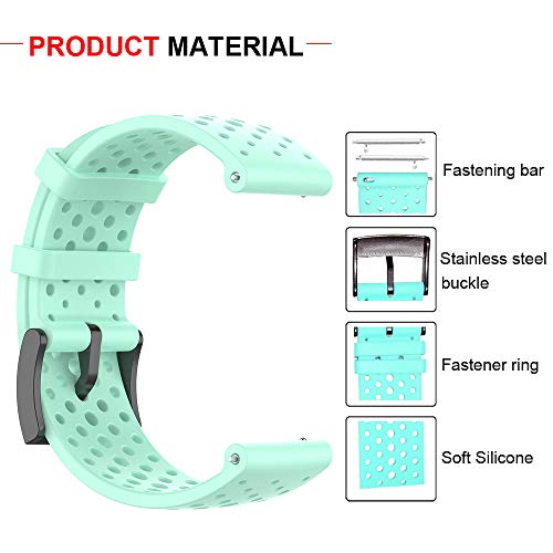 Ficocean Correa de Reloj Compatible para Suunto 9, Pulsera de Silicona Brazalete de Repuesto Banda de Deportes Correa de Muñeca para Suunto 9 /Suunto Spartan Sport Wrist HR Baro (Verde Azulado, L)