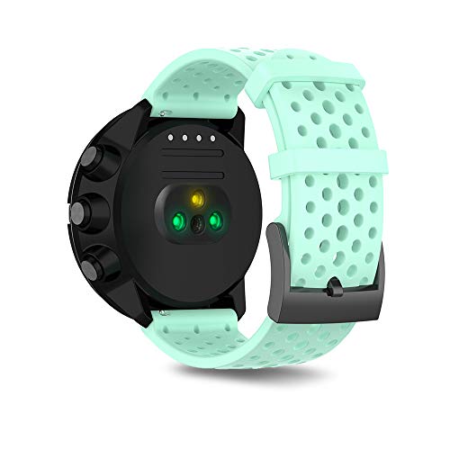 Ficocean Correa de Reloj Compatible para Suunto 9, Pulsera de Silicona Brazalete de Repuesto Banda de Deportes Correa de Muñeca para Suunto 9 /Suunto Spartan Sport Wrist HR Baro (Verde Azulado, L)