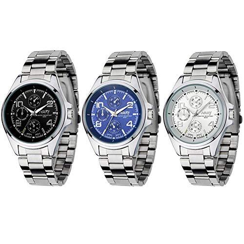 Filfeel Reloj De Hombre, Business Moderno Acero Banda Impermeable Cuarzo Reloj de Pulsera(Schwarzes Zifferblatt)