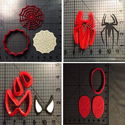 Film Super Hero Spider Face Eyes Spider Web Cookie Cutter Set Made 3D Printed Fondant Cupcake Top Cake Cutter Decorating Tool,Spiderman Face 3Inch