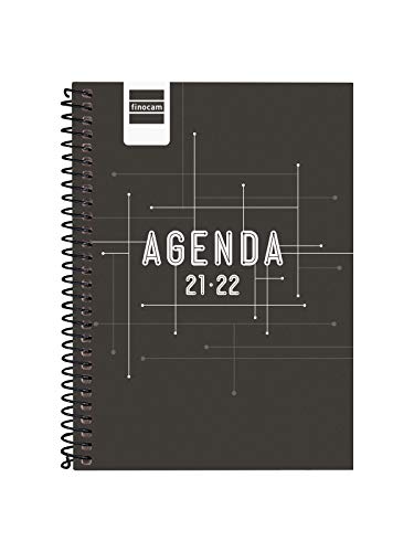 Finocam Agenda 2021 2022 Semana vista apaisada Septiembre 2021, Junio 2022 10 meses y Julio/Agosto resumidos 8º, 120x162 Cool Negro Español