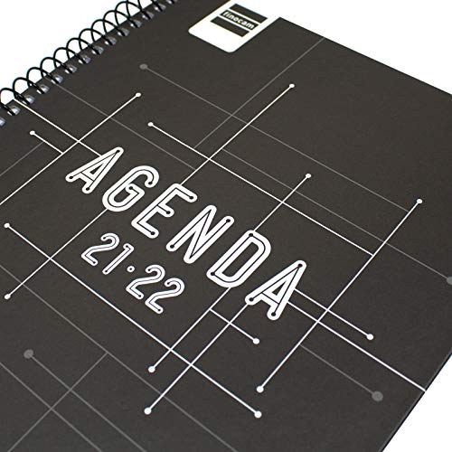 Finocam Agenda 2021 2022 Semana vista apaisada Septiembre 2021, Junio 2022 10 meses y Julio/Agosto resumidos 8º, 120x162 Cool Negro Español