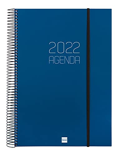 Finocam Espiral Opaque - Agenda Enero 2022 - Diciembre 2022 (12 meses), DIN A4 - E40 - 210x297 mm, Azul