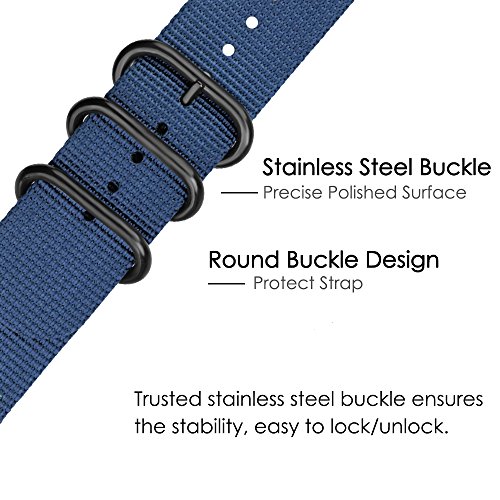 Fintie Correa Compatible con 44mm/42mm Watch Serie 6 SE 5 4 3 2 1 - Pulsera de Repuesto de Nylon Tejido Banda Ajustable con Hebilla de Metal, Azul Oscuro