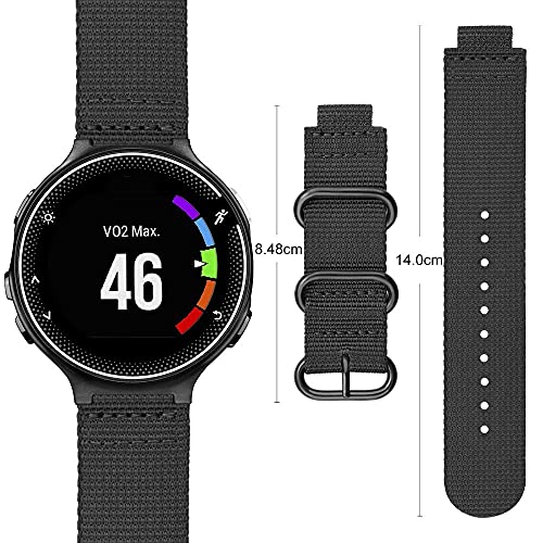 FINTIE Correa Compatible con Garmin Forerunner 235/220/230/620/630/735XT - Pulsera de Repuesto de Nylon Suave Banda Deportiva, Negro